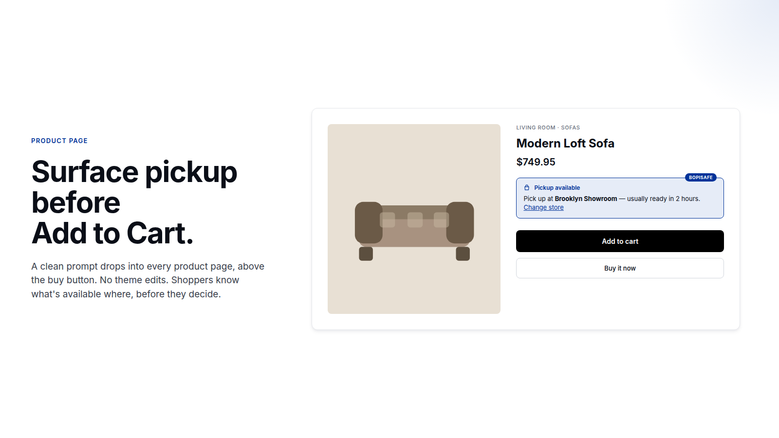 Product page showing per-store pickup availability before add-to-cart