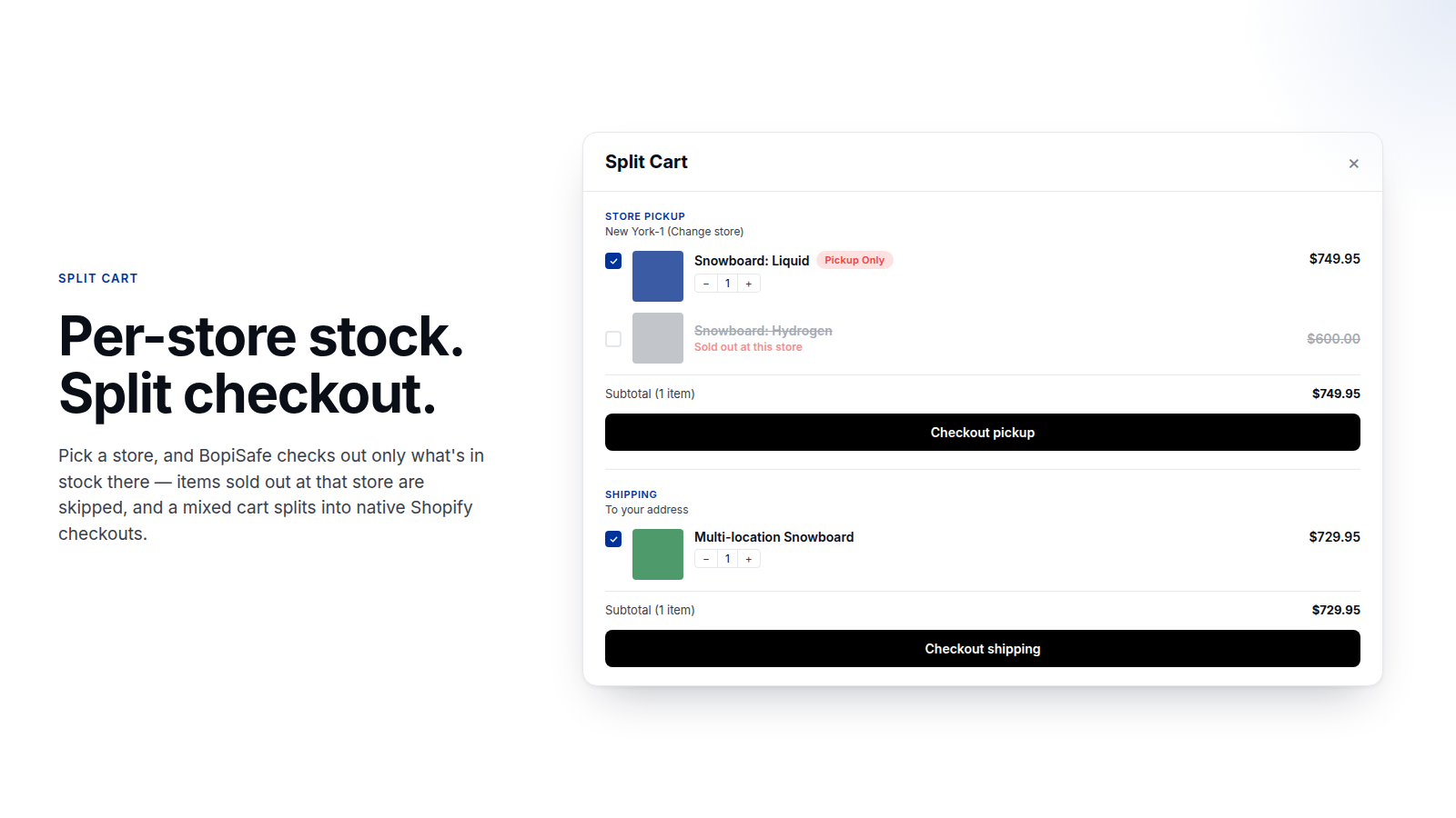 Split Cart drawer appearing in the storefront cart